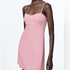 Zara Pink Linen Mini Dress